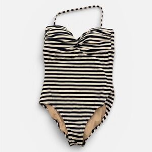 JCREW Striped one piece halter bandeau swimsuit sz10